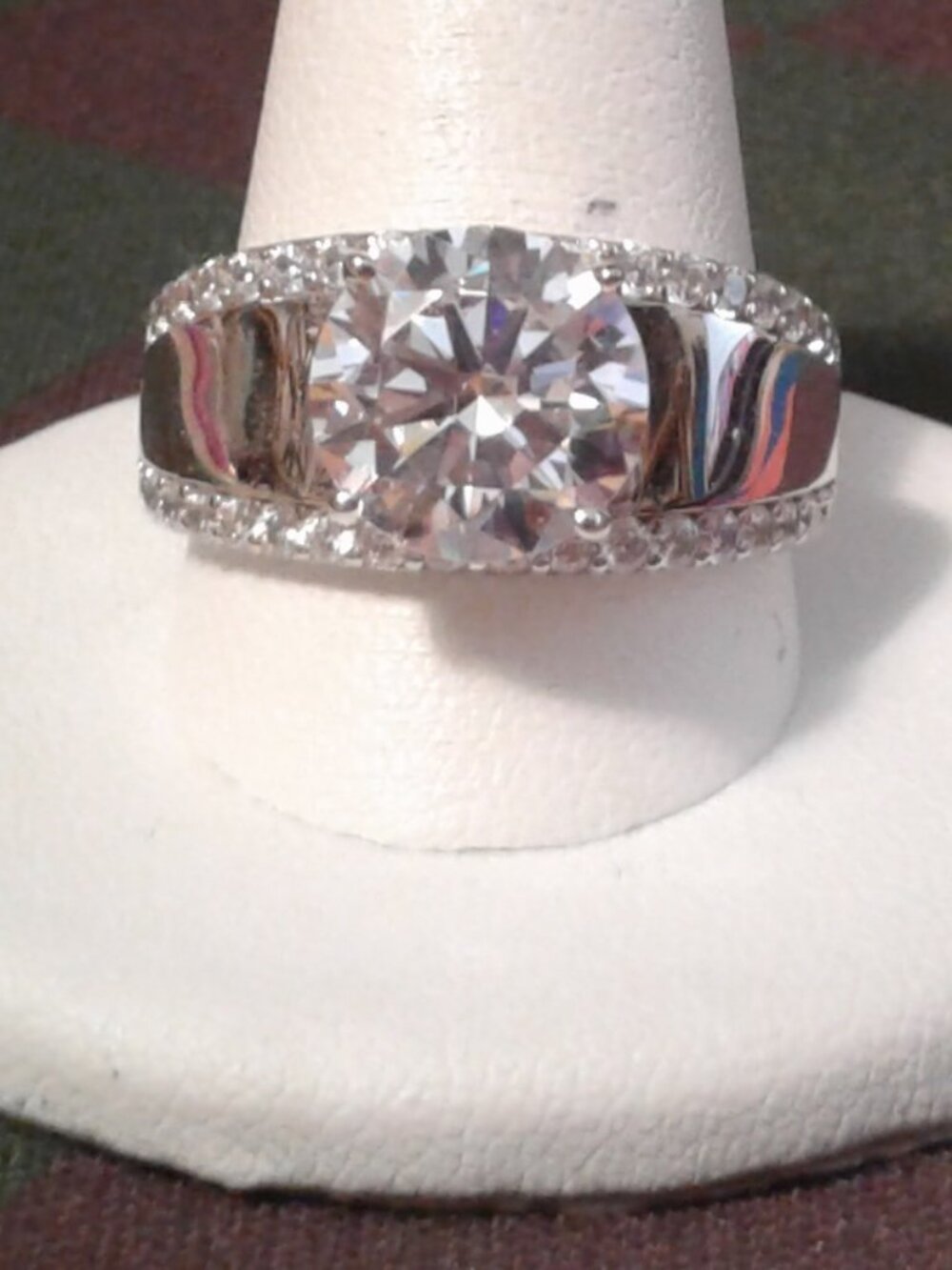 Bella Luce Platinum Plated Wide Band  Solitaire Ring 8.40ctw. Size 10